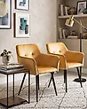 Set of 2 Dining Chairs JASMIN Velvet Mustard