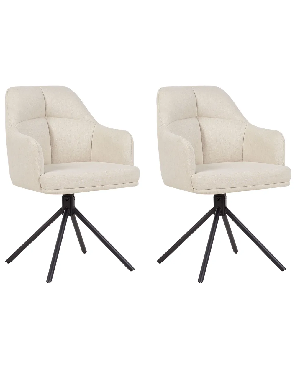 Lot De 2 Chaises Shirley Beliani Tissu Beige Capitonné, Salle à Manger Ou Salon