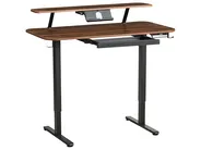 Schreibtisch elektrisch höhenverstellbar WILBANKS 120 cm 60 cm mit USB-Anschluss Braun / Schwarz_1031156