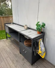 Outdoor Kitchen Set with Sink ORTISEI Graphite Grey Metal_1022350