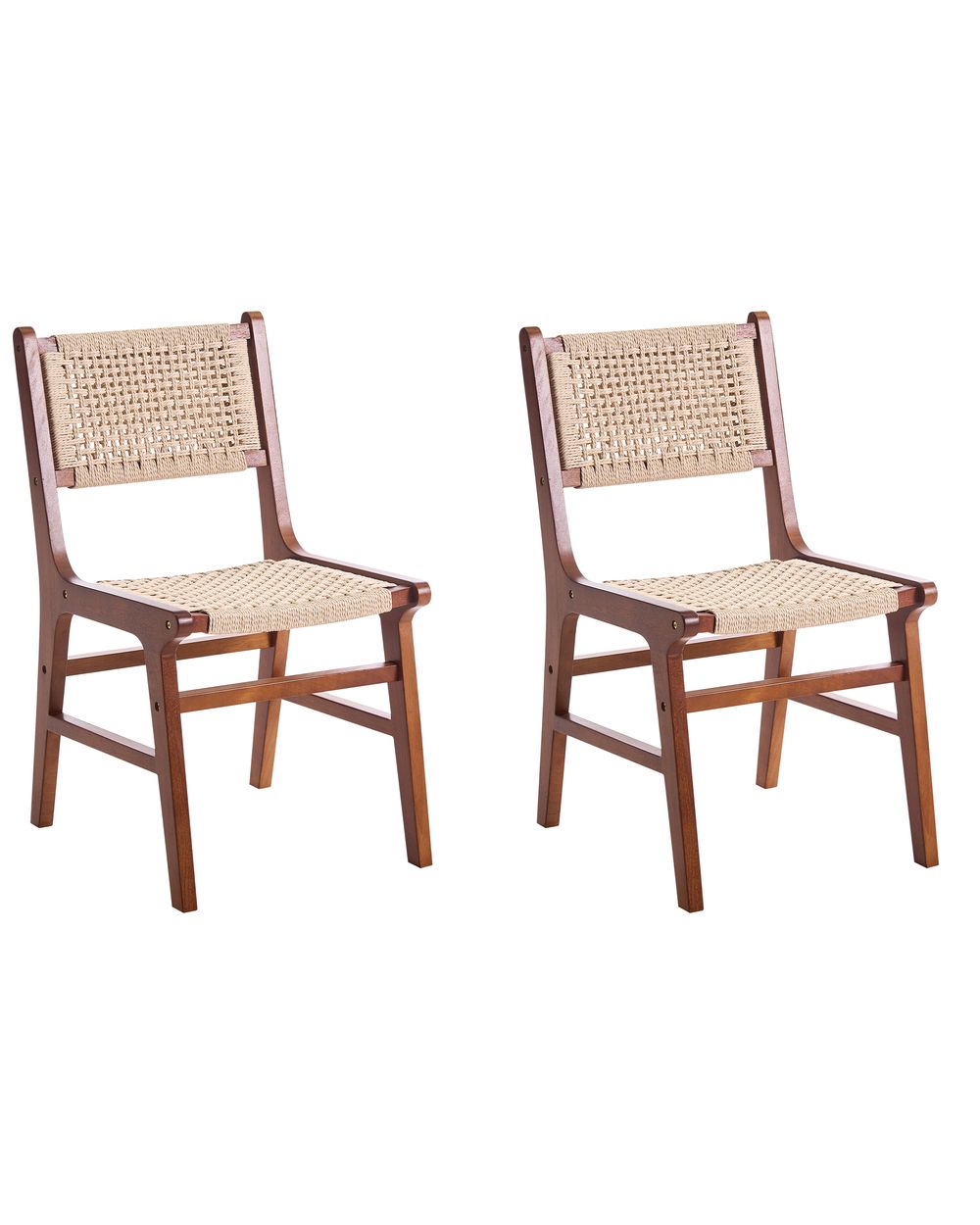 Set of 2 Dining Chairs OZELLA Wood Brown/ Beige