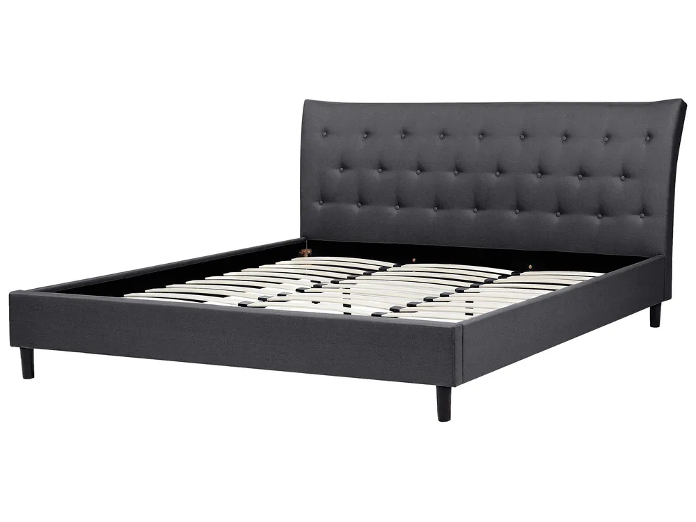 Bett mit Lattenrost Stoff SAVERNE 180 x 200 cm Dunkelgrau_708217