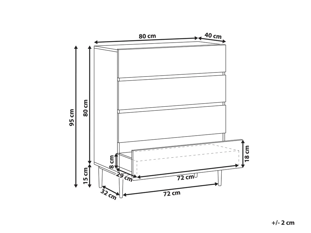 4 Drawer Chest BLYTHE Natural Ash Wood_968885