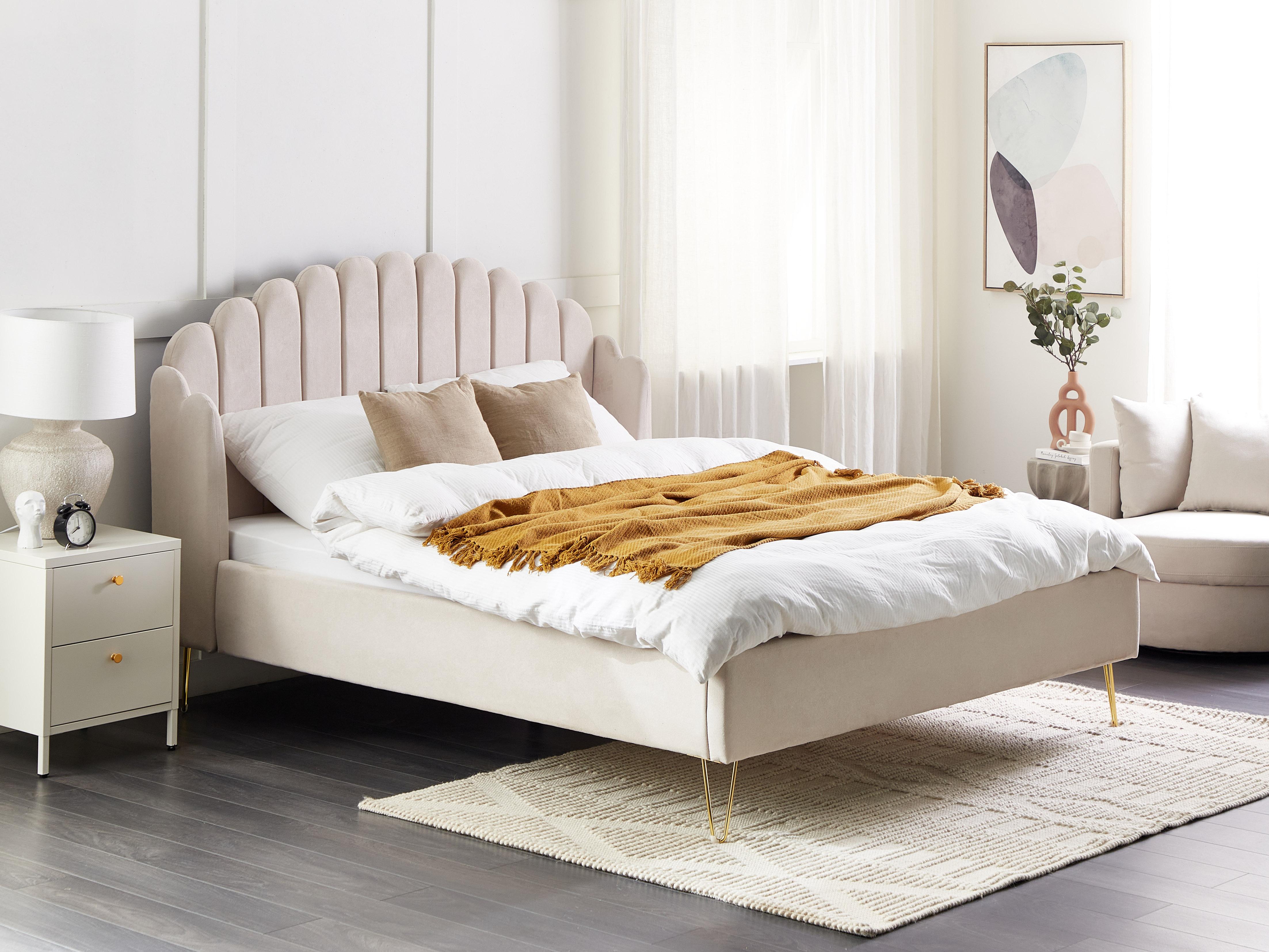 Bed Fabric AMBILLOU 160 x 200 cm (EU King Size) Light Beige_1172033