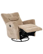 Rocking Recliner Chair REA Swivel Chenille Light Brown_1100120