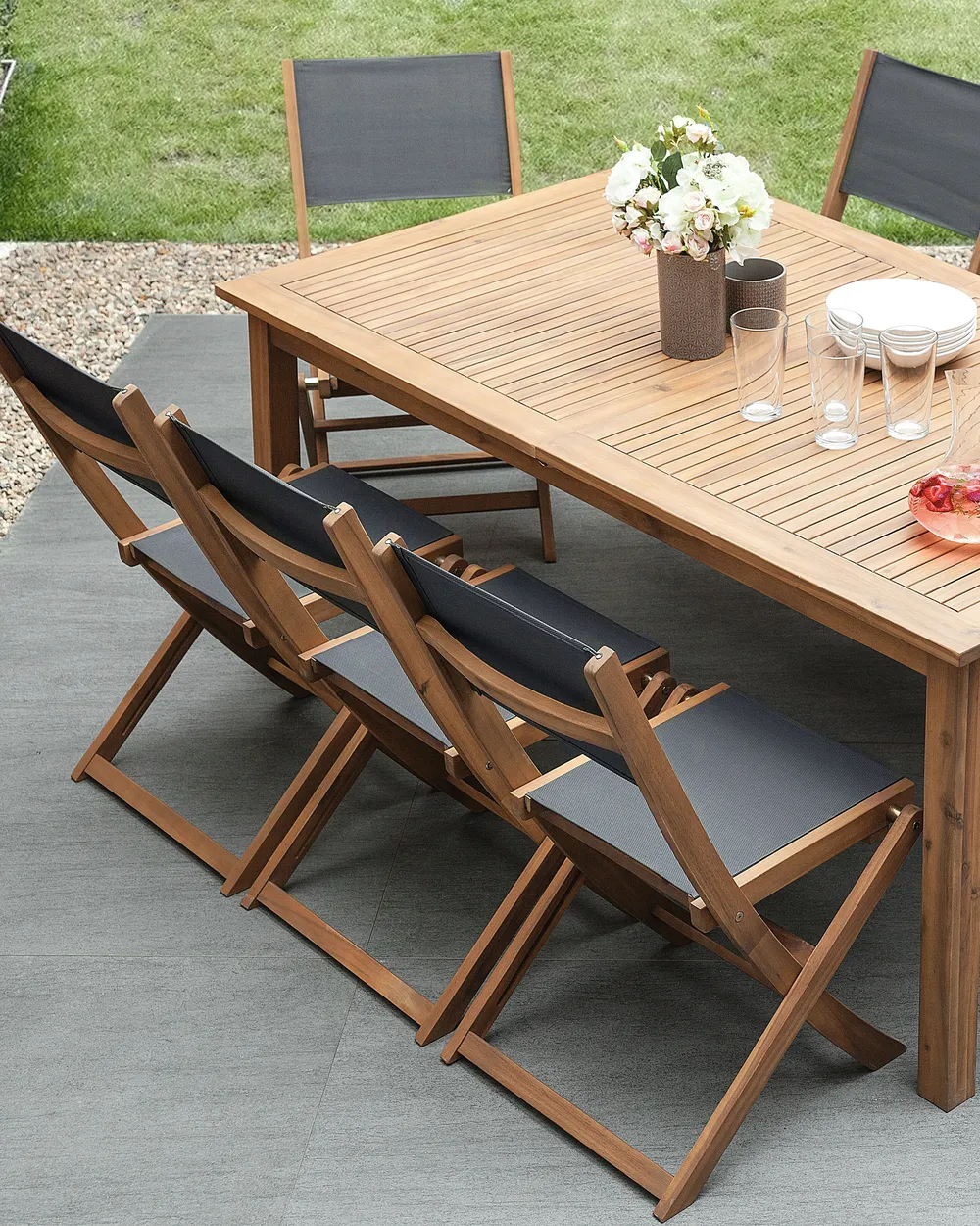 Gartenstuhl 2er Set CESANA Akazienholz Hellbraun