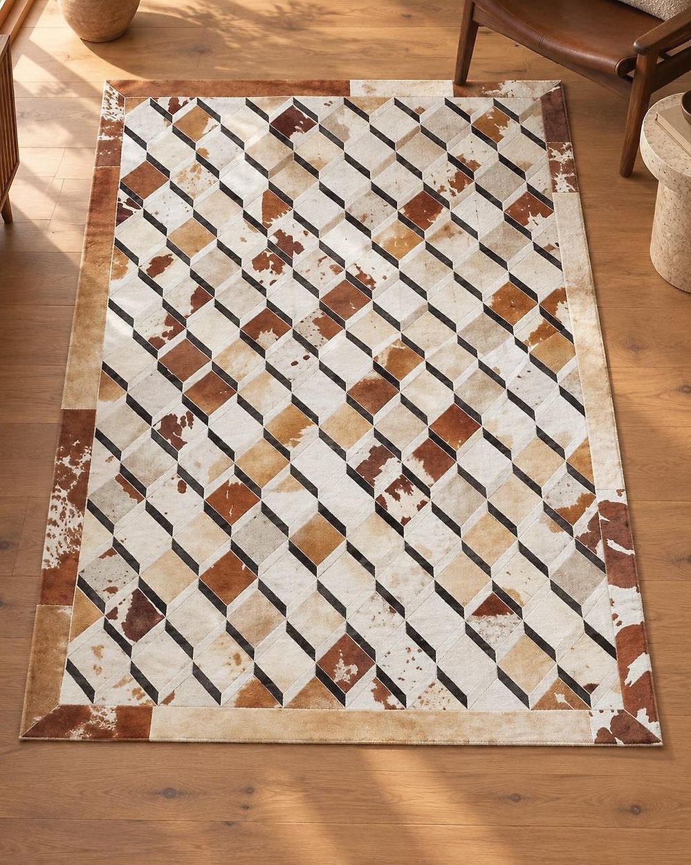 Rug SERINOVA Brown 140 x 200 cm Leather
