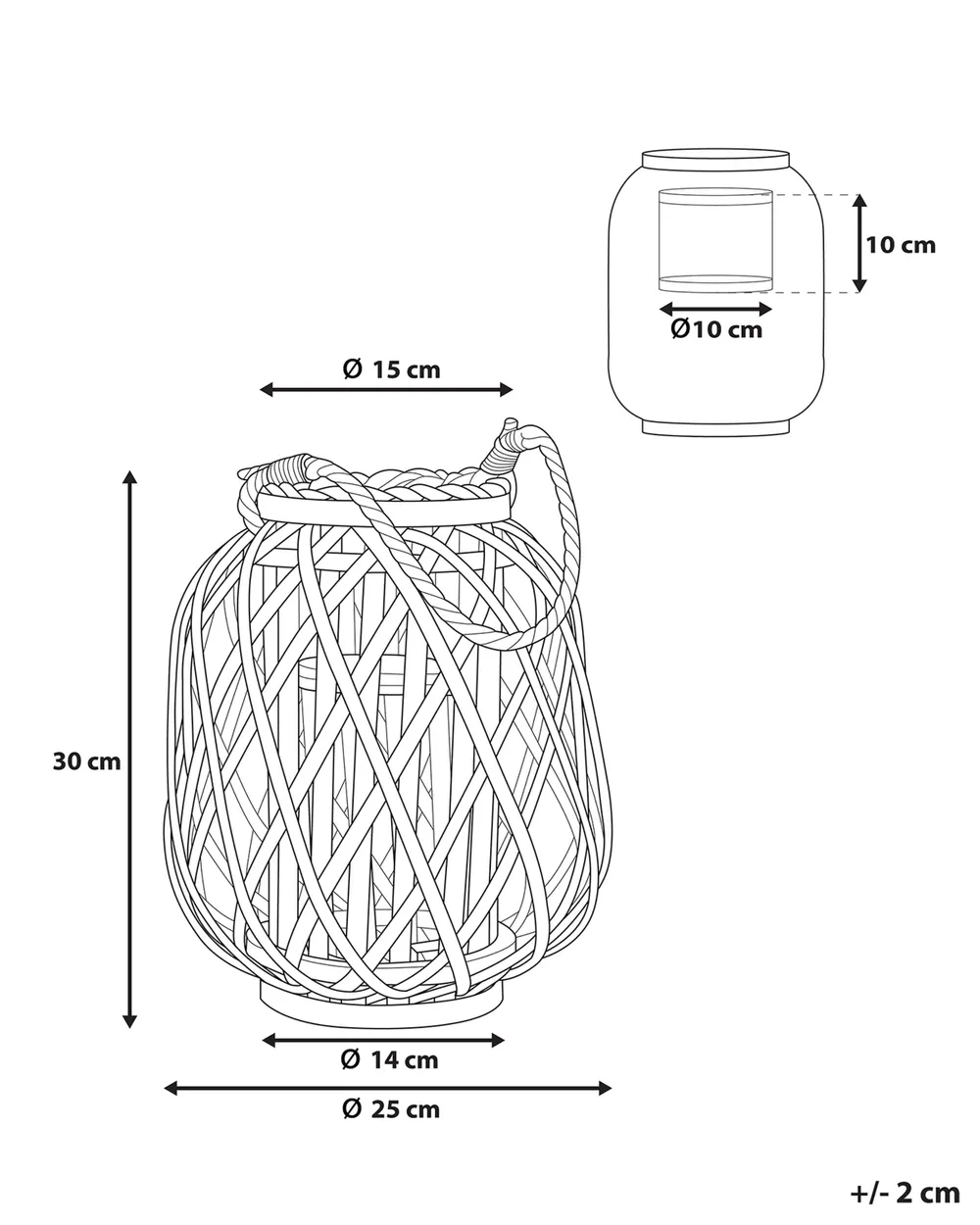 Lantern MAURITIUS 30 cm Willow Wood White_734183