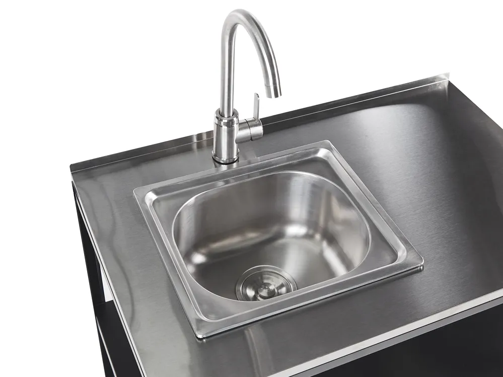 3 Piece Outdoor Kitchen Set with Sink VILAMA Black Metal_872583