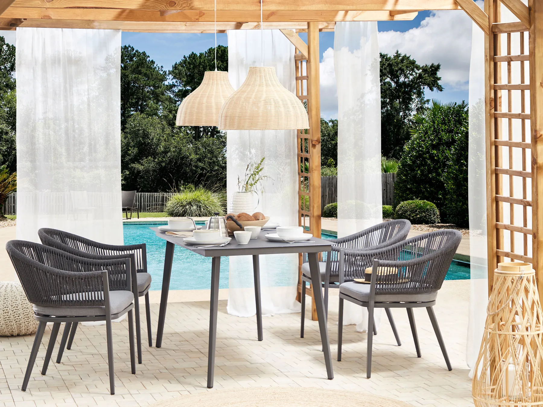 Gartenmöbel Set 4-Sitzer MILETO inkl. Kissen Metall Grau_809932
