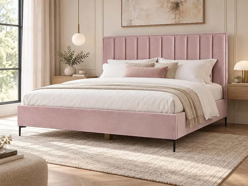 bett pink mit Stauraum SEZANNE Samtstoff Rosa 180 x 200 cm Color:0380 Purple Lillies
