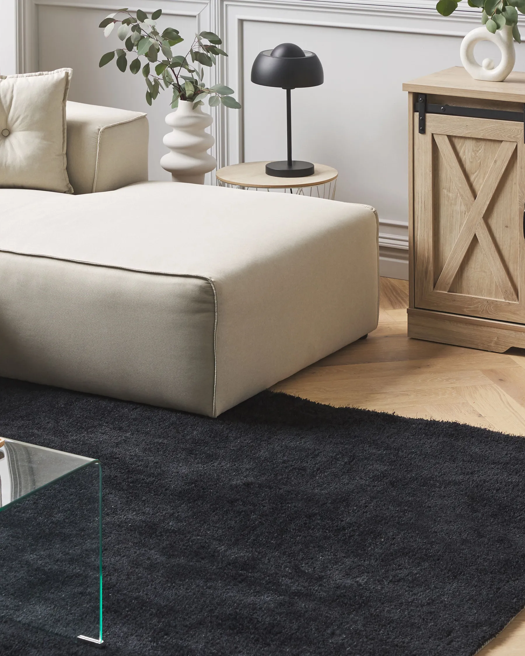 Shaggy Rug DEMRE Black 140 x 200 cm_683507