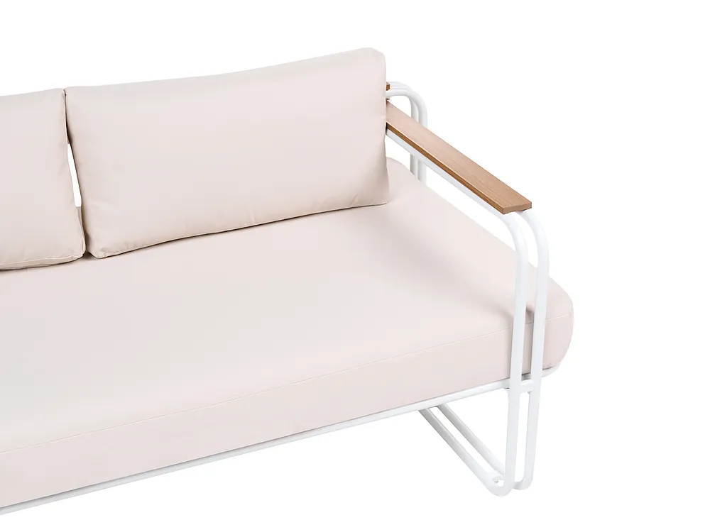 Garden Lounge Set with Table and Ottoman 3 Seater CAMEROTA  Metal White_1159163