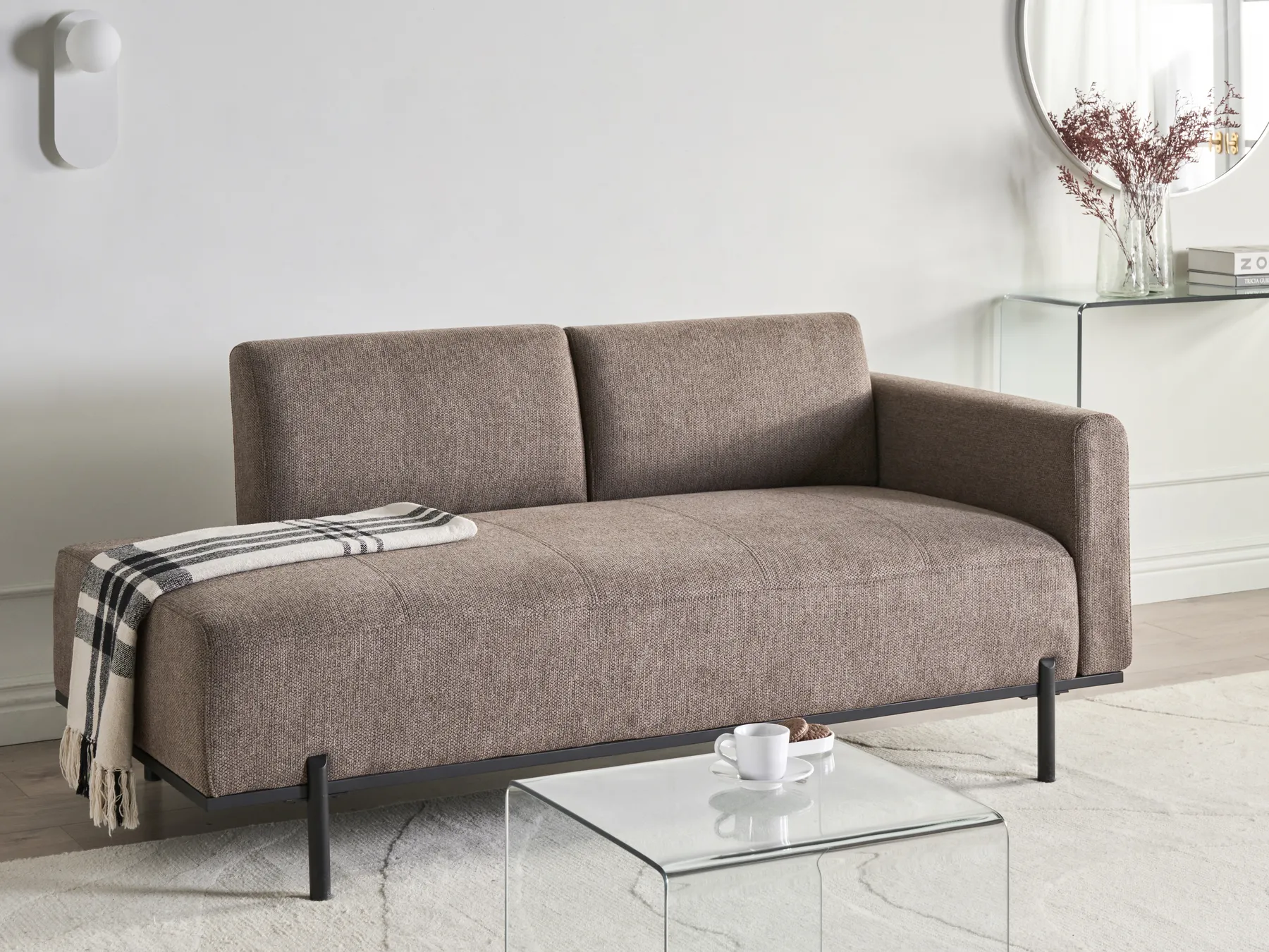 Chaiselongue SAVASSE Kunstleinen Hellbraun_1004637