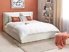 Bett mit Stauraum BAJONNA Samtstoff Cremeweiß 160 x 200 cm