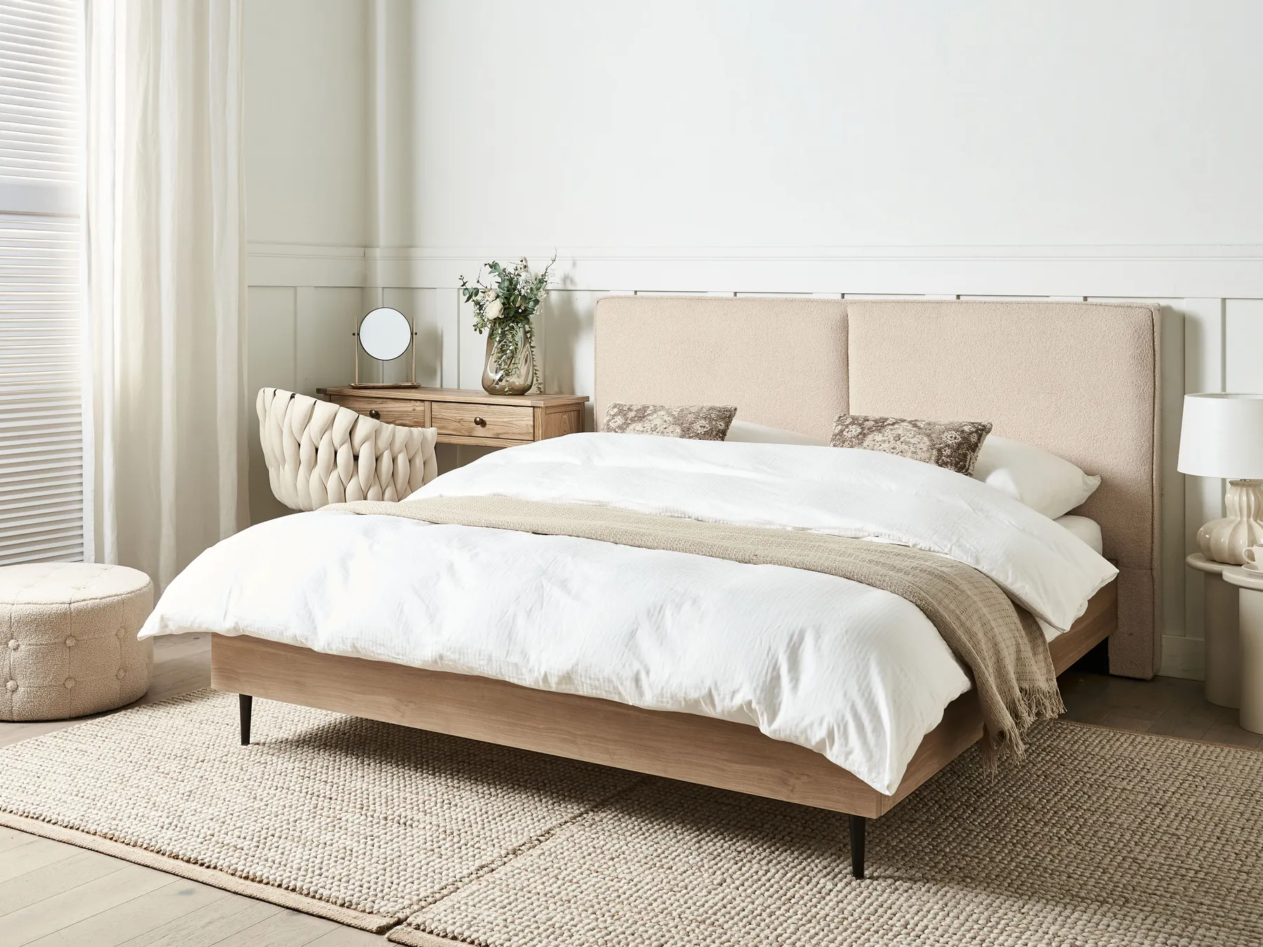 Bett mit Lattenrost Bouclé IZERNORE 160 x 200 cm Beige_971396