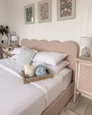 Bett mit Stauraum NANTERRE Bouclé Beige 160 x 200 cm_1176750