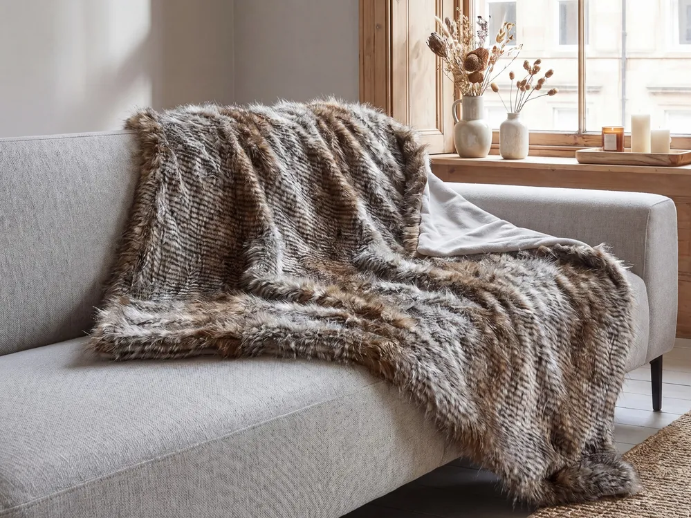 Kuscheldecke ASDAD Stoff 180 x 220 cm Braun