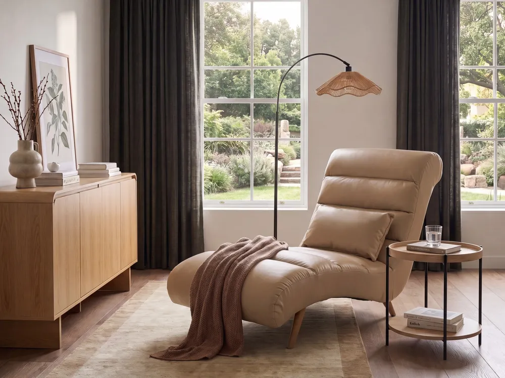 Chaiselongue RIVES Kunstleder Hellbraun