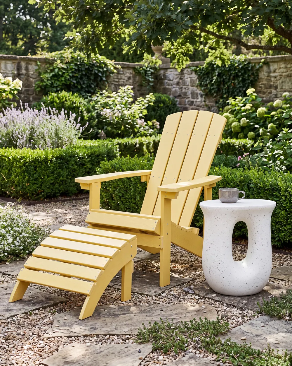 Gartenstuhl ADIRONDACK mit Fußstütze Gelb