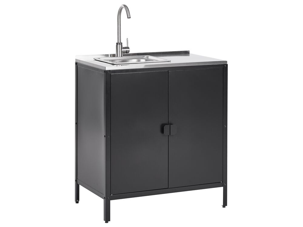Outdoor-Küchenschrank mit Spüle VILAMA Schwarz Metall