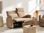 Sofa elektrisch verstellbar 2-Sitzer VERDAL Samtstoff Hellbraun_1081352