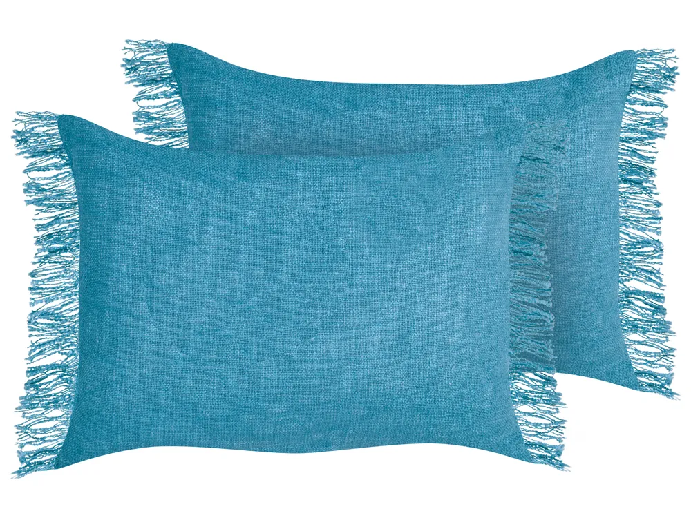 Dekokissen 2er Set MABA 50 x 35 cm Baumwolle Blau Ohne Muster