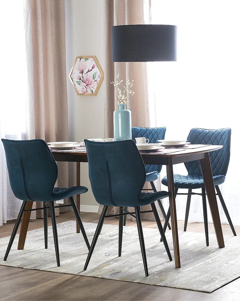 Set van 2 eetkamerstoelen LISLE Stof Groenblauw