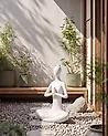 Gartenskulptur YOGHINA Frau 60 cm Weiß