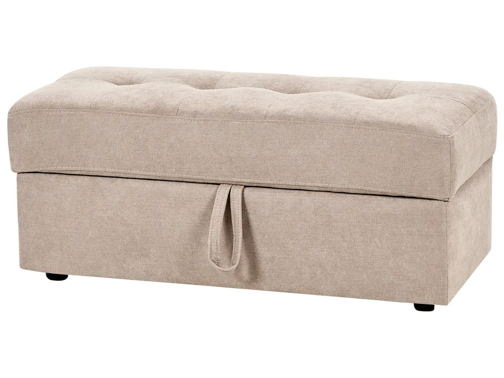 Sofa Bed 3 Seater FALSTER with Storage Fabric Light Brown_935849