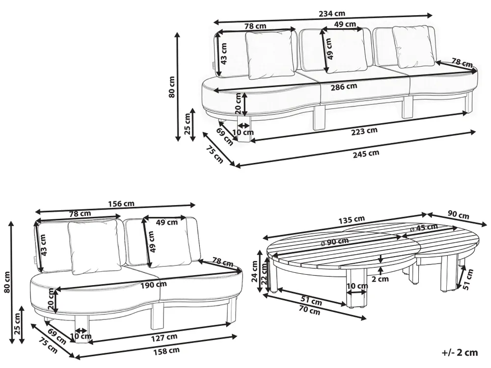 Tuinbank met tafel 5-zits ARZELLO Acaciahout Lichtbruin_1160461