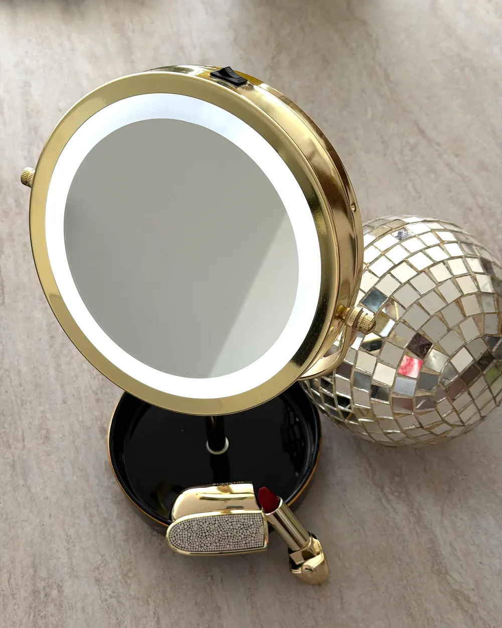 Kosmetikspiegel LED SAVOIE Schwarz / Gold_1071918