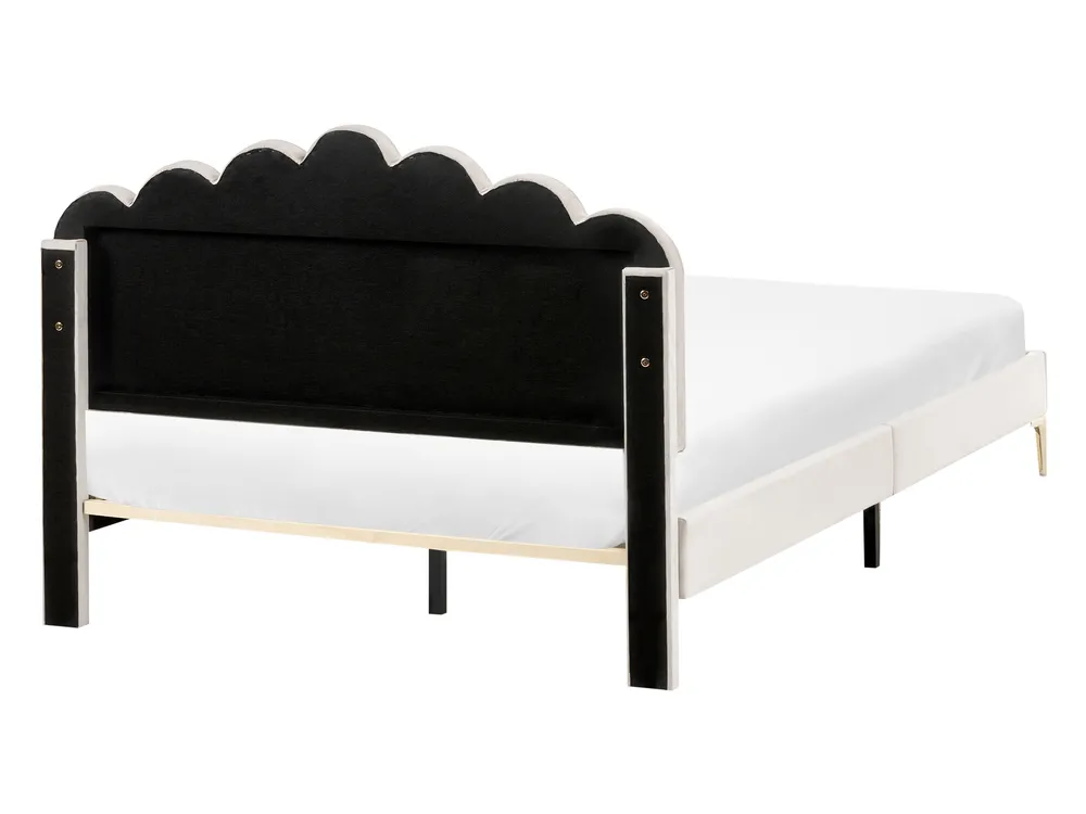 Bett mit Lattenrost Samtstoff SAUVIAN 140 x 200 cm Cremeweiß_1014444