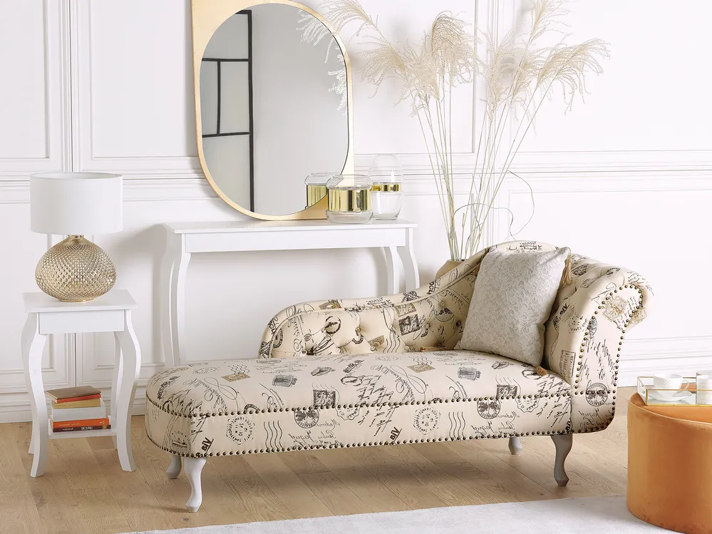 Rechtsseitige Chaiselongue NIMES Stoff Beige