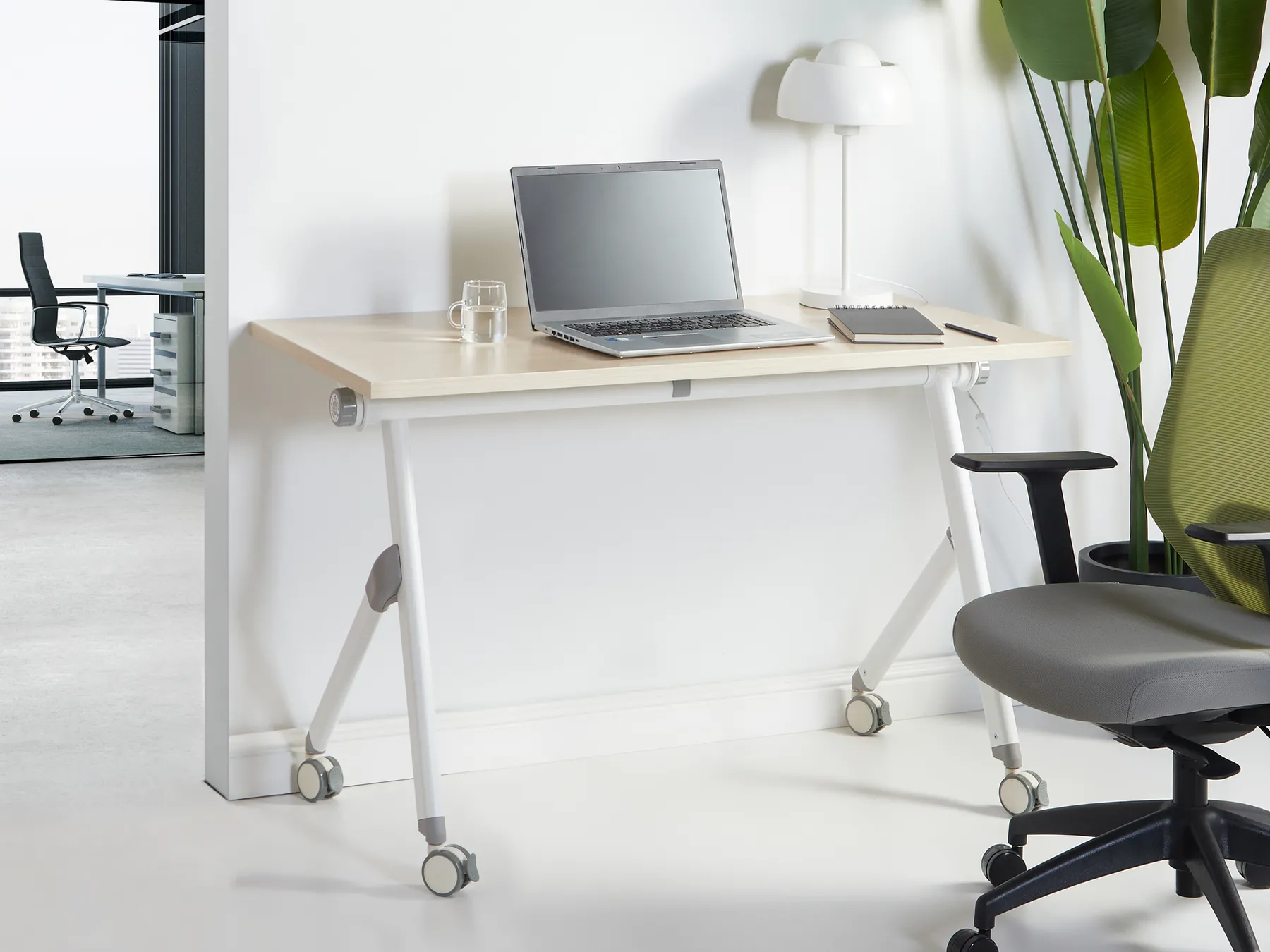 Zusammenklappbarer Schreibtisch BENDI 120 cm 60 cm mit Rädern Hellbraun_922208