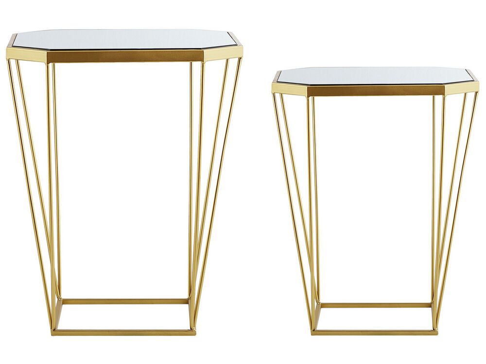 Set van 2 bijzettafels SIERRA Glas Goud