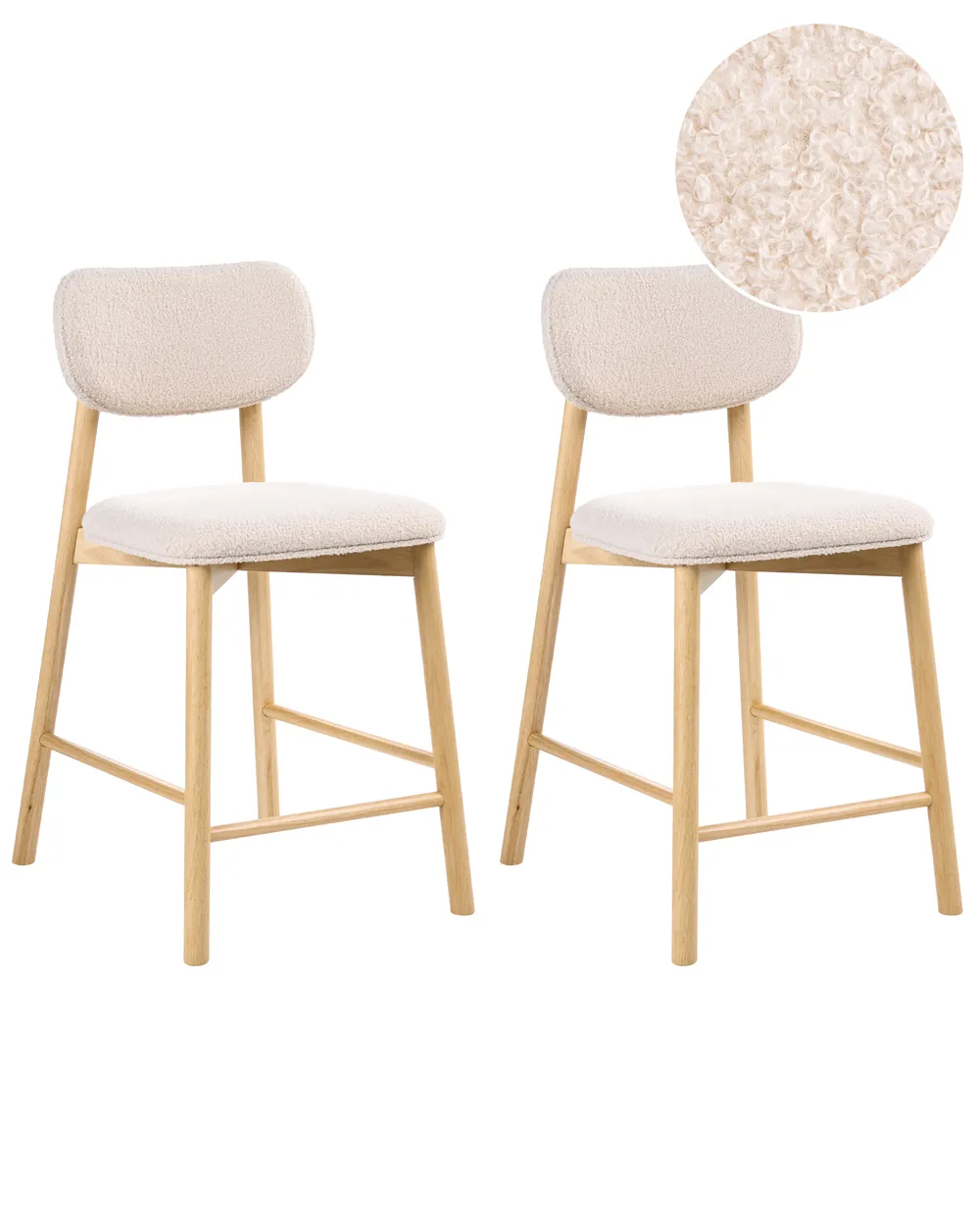 Set mit 2 Barstühlen MILLS Bouclé Hellbraun / Beige