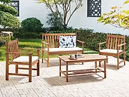 Lounge Set mit Tisch 4-Sitzer ALTIDONA Akazienholz Cremeweiß_1175520