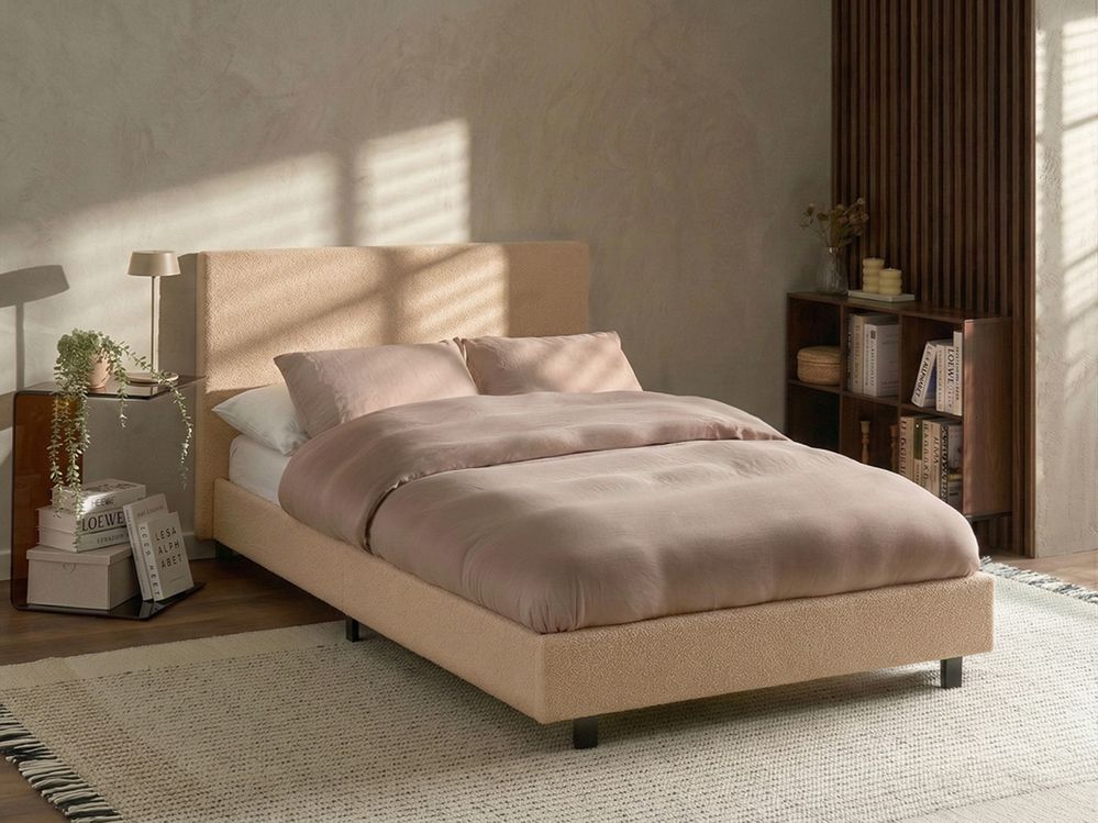Bed Bouclé ALBI 120 x 200 cm Beige