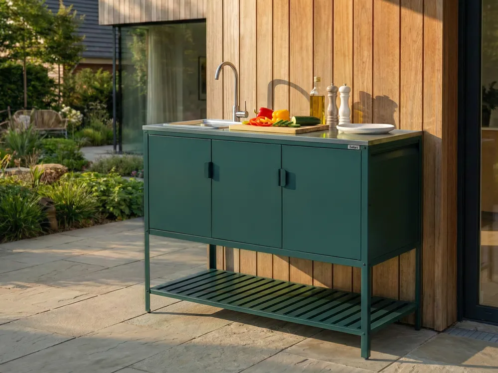 Outdoor-Küchenschrank mit Spüle MAENZA Grün Metall