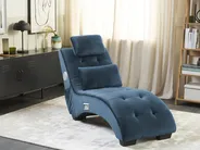 Chaiselongue SIMORRE mit Bluetooth-Lautsprecher Samtstoff Dunkelblau_823084