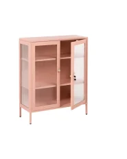 Vitrine mit Glastüren HARLYN  90 cm Metall Pfirsichrosa_1160978