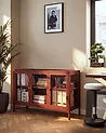 Sideboard mit Glastüren NEWPORT 115 cm Metall Goldbraun