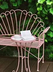 Outdoor Beistelltisch CAVINIA 40 cm 40 cm Metall Rosa_774636