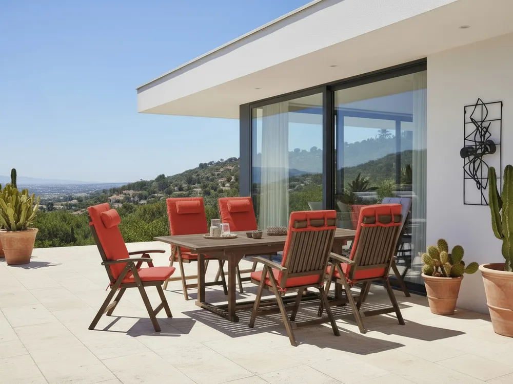 Gartenmöbel Set 6-Sitzer AMANTEA PREMIUM Akazienholz Rot