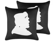 Dekokissen 2er Set FRANKLINIA 45 x 45 cm Samtstoff Schwarz Abstraktes Muster_830210