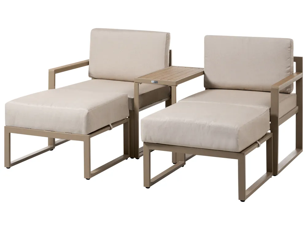 Lounge Set mit Tisch und Ottomane 2-Sitzer NOCI modular Metall Beige_1026720
