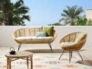 Gartensofa Set 3-Sitzer MARATEA Rattan Naturfarben_878400