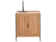 Outdoor-Küche 3er Set mit Spüle IVREA Braun / Schwarz zertifiziertes Akazienholz_988412