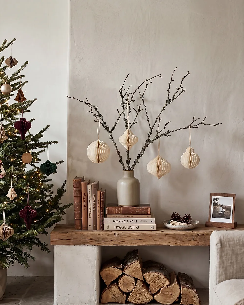 Weihnachtsbaumschmuck 20er Set JOLSTRA Papier Beige